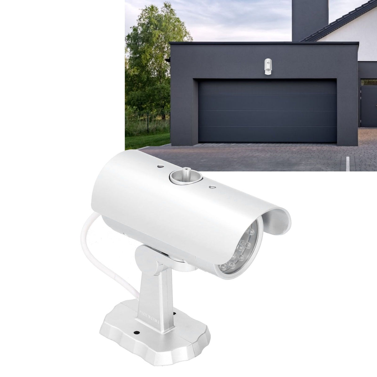Simulation Camera Dummy Security Camera Monitor Fake Surveillance System with Flashing LED Light
