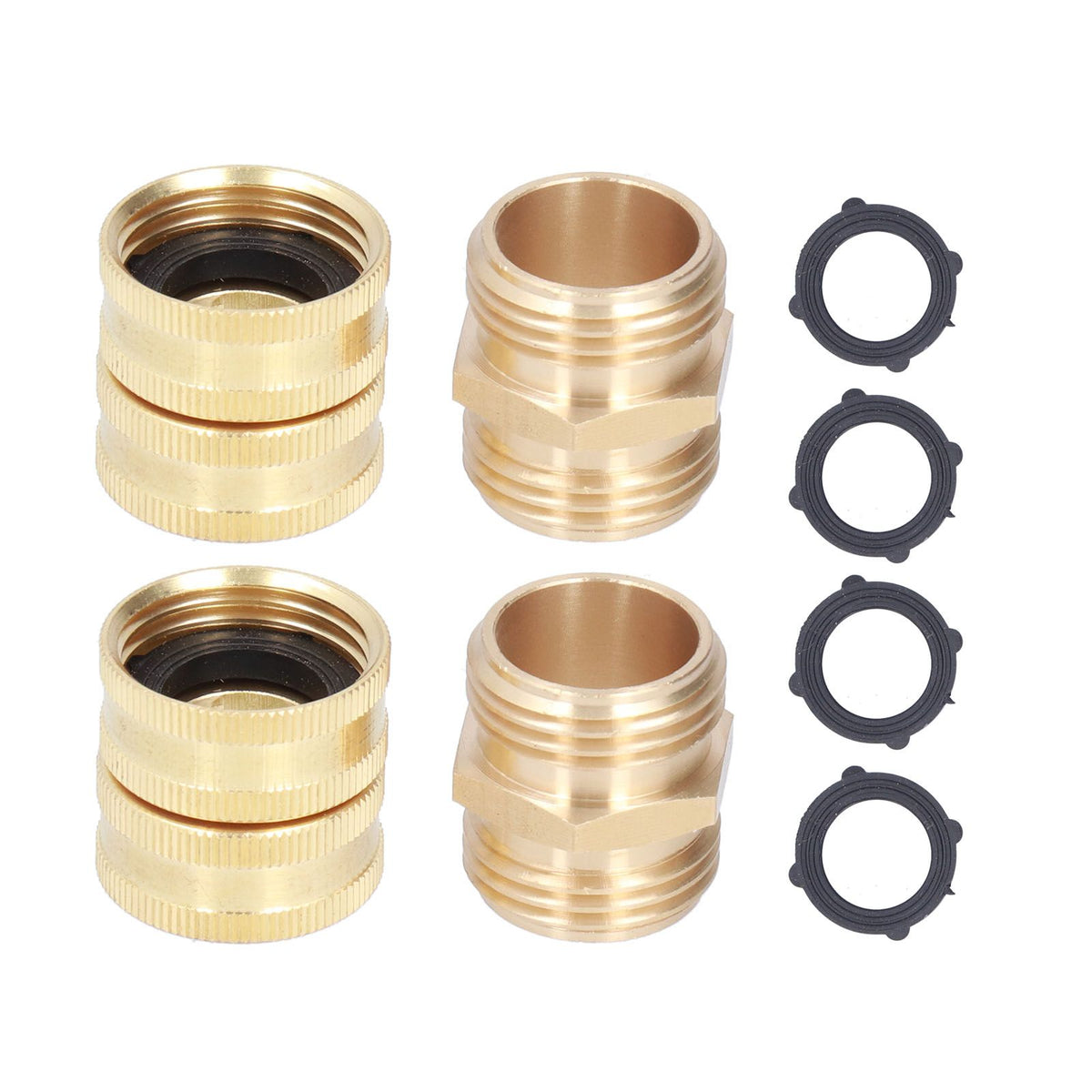 2Pairs 3/4in Brass Hose Adapter 2 Way Hose Adapter Durable and Convenient for Garden and Washing Machine