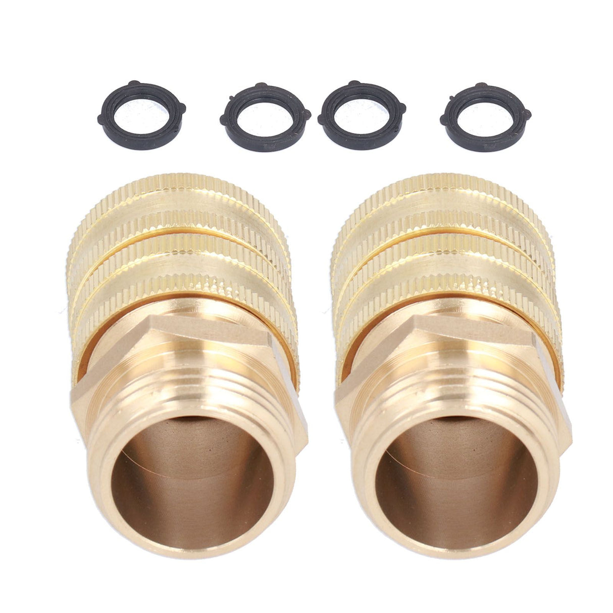 2Pairs 3/4in Brass Hose Adapter 2 Way Hose Adapter Durable and Convenient for Garden and Washing Machine