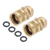 2Pairs 3/4in Brass Hose Adapter 2 Way Hose Adapter Durable and Convenient for Garden and Washing Machine