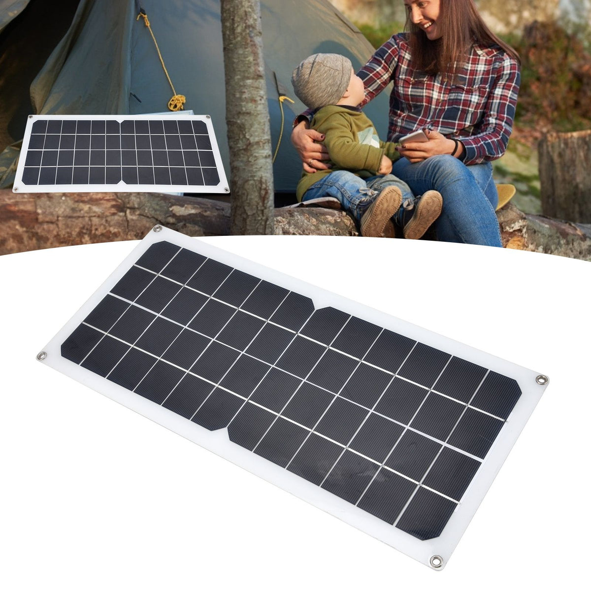 10W Photovoltaic Solar Panel Charging Board with Dual USB Ports for RVs Boat Planes Satellites Spaceport