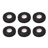 6pcs Cloth Tape Black Noise Damping Heat Proof Shock Absorbing Wear Proof Flame Retardant 19mmx25m Wire Harness Wrapping Tape for Car Engine