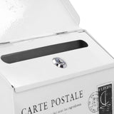 Iron Mailbox Wall Mounted Rustic Style Locked with 2 Keys 3 Hooks Waterproof Suggestion Box for Home Office Small Letters in Beige