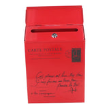 Iron Mailbox Wall Mounted Rustic Style Locked with 2 Keys 3 Hooks Waterproof Suggestion Box for Home Office Small Letters in Red - Front View