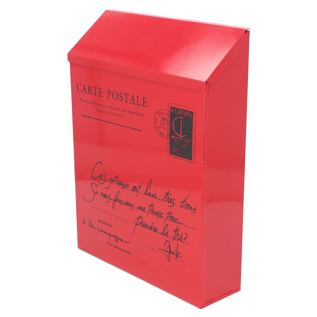 Iron Mailbox Wall Mounted Rustic Style Locked with 2 Keys 3 Hooks Waterproof Suggestion Box for Home Office Small Letters in Red