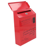 Iron Mailbox Wall Mounted Rustic Style Locked with 2 Keys 3 Hooks Waterproof Suggestion Box for Home Office Small Letters in Red - Extra Image