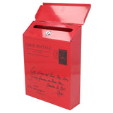 Iron Mailbox Wall Mounted Rustic Style Locked with 2 Keys 3 Hooks Waterproof Suggestion Box for Home Office Small Letters in Red