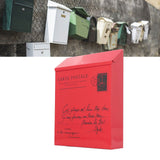 Iron Mailbox Wall Mounted Rustic Style Locked with 2 Keys 3 Hooks Waterproof Suggestion Box for Home Office Small Letters in Red