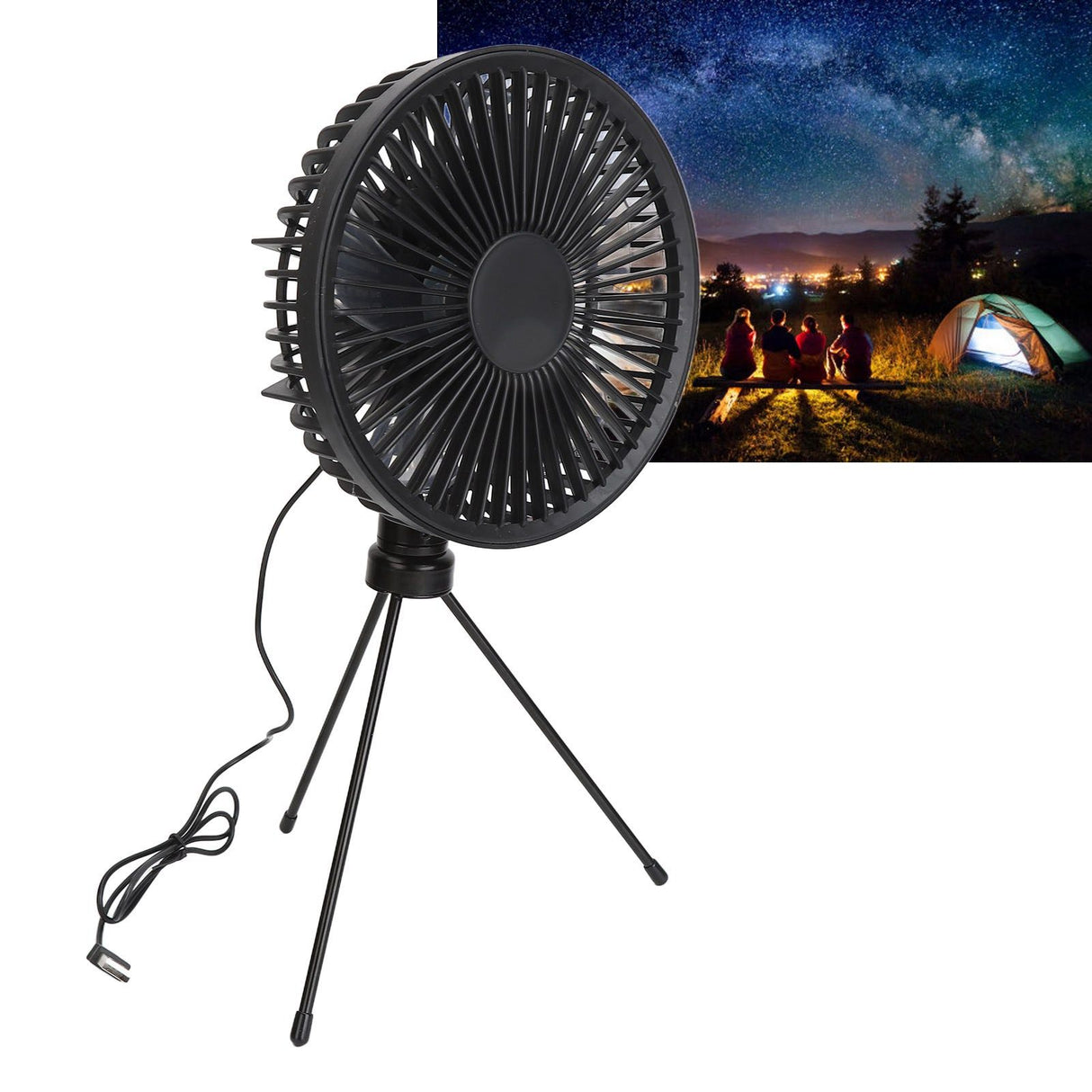 Solar Camping Fan with Tripod IP67 Waterproof Adjustable Portable Camping Fan with 10W Solar Panel for Outdoor Camping