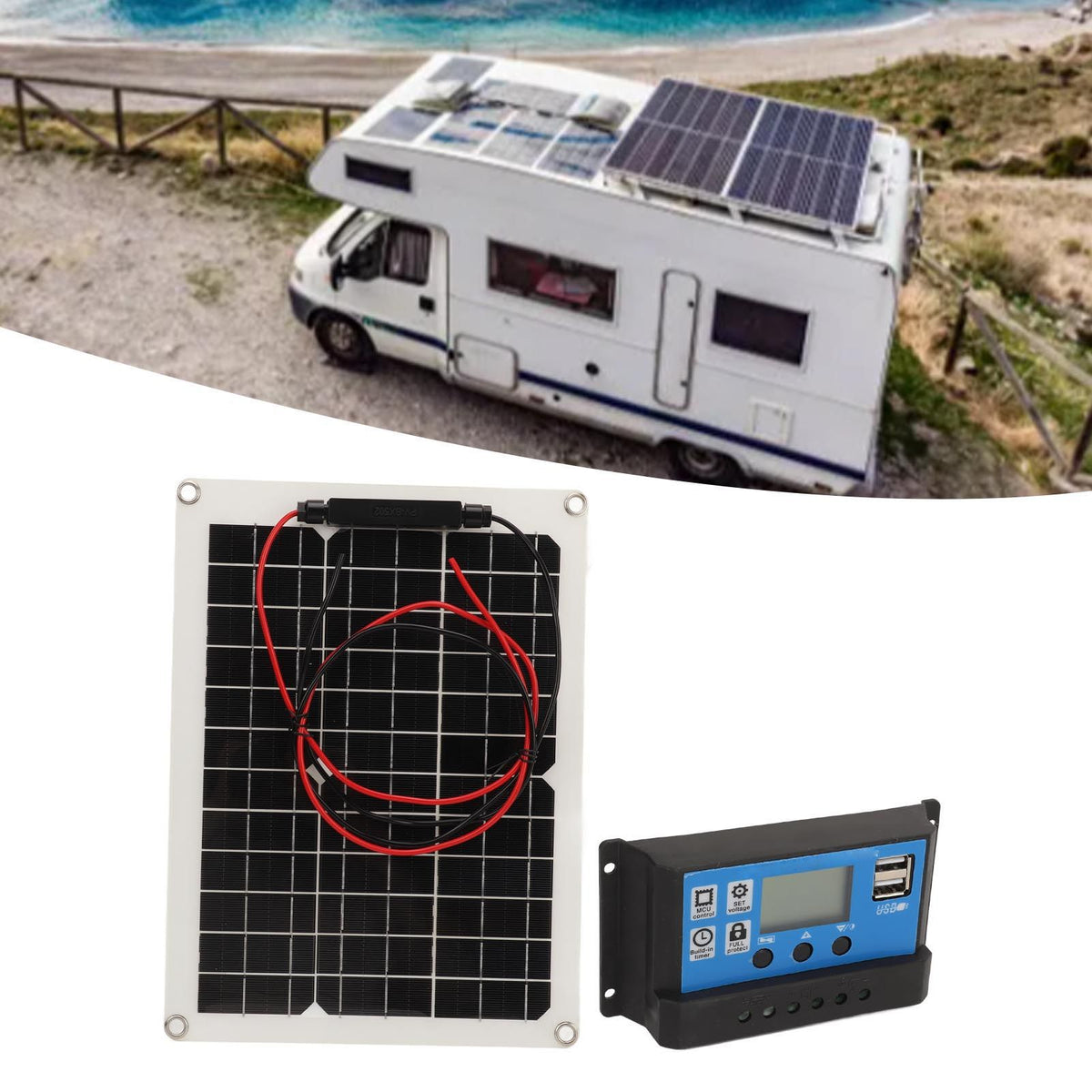Solar Panel Kit 300W DC 12V 24V 50A IP67 Waterproof High Efficiency Solar Panel And Solar Charger Controller for RV Camper