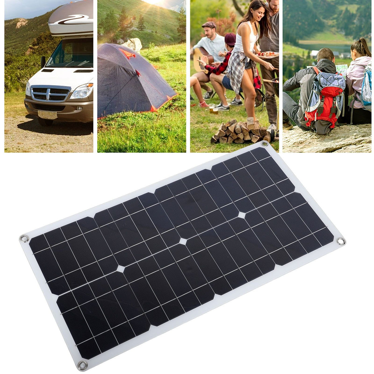 100W Solar Panel Kit IP67 Waterproof with DC 12V 24V 20A Controller Portable Solar Panel for RV Camper Vehicle Caravan