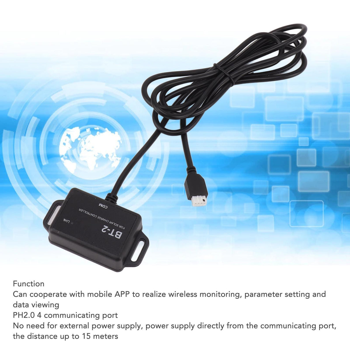 BT 2 Bluetooth Module for MPPT 20A 30A 40A 50A Solar Charge Controller BT Module with PH2.0 4 Communicating Port for APP Monitoring Setting Parameters