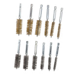 12PCS Bore Brush Copper and Iron 304 Stainless Steel Bristles Wire Brush for Power Drill with Hex Shank Handle