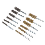 12PCS Bore Brush Copper and Iron 304 Stainless Steel Bristles Wire Brush for Power Drill with Hex Shank Handle