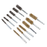12PCS Bore Brush Copper and Iron 304 Stainless Steel Bristles Wire Brush for Power Drill with Hex Shank Handle - Close-Up Angle