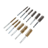 12PCS Bore Brush Copper and Iron 304 Stainless Steel Bristles Wire Brush for Power Drill with Hex Shank Handle