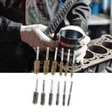 12PCS Bore Brush Copper and Iron 304 Stainless Steel Bristles Wire Brush for Power Drill with Hex Shank Handle