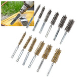 12PCS Bore Brush Copper and Iron 304 Stainless Steel Bristles Wire Brush for Power Drill with Hex Shank Handle - Extra Image