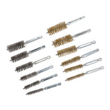 12PCS Bore Brush Copper and Iron 304 Stainless Steel Bristles Wire Brush for Power Drill with Hex Shank Handle - Extra Image