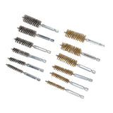 12PCS Bore Brush Copper and Iron 304 Stainless Steel Bristles Wire Brush for Power Drill with Hex Shank Handle