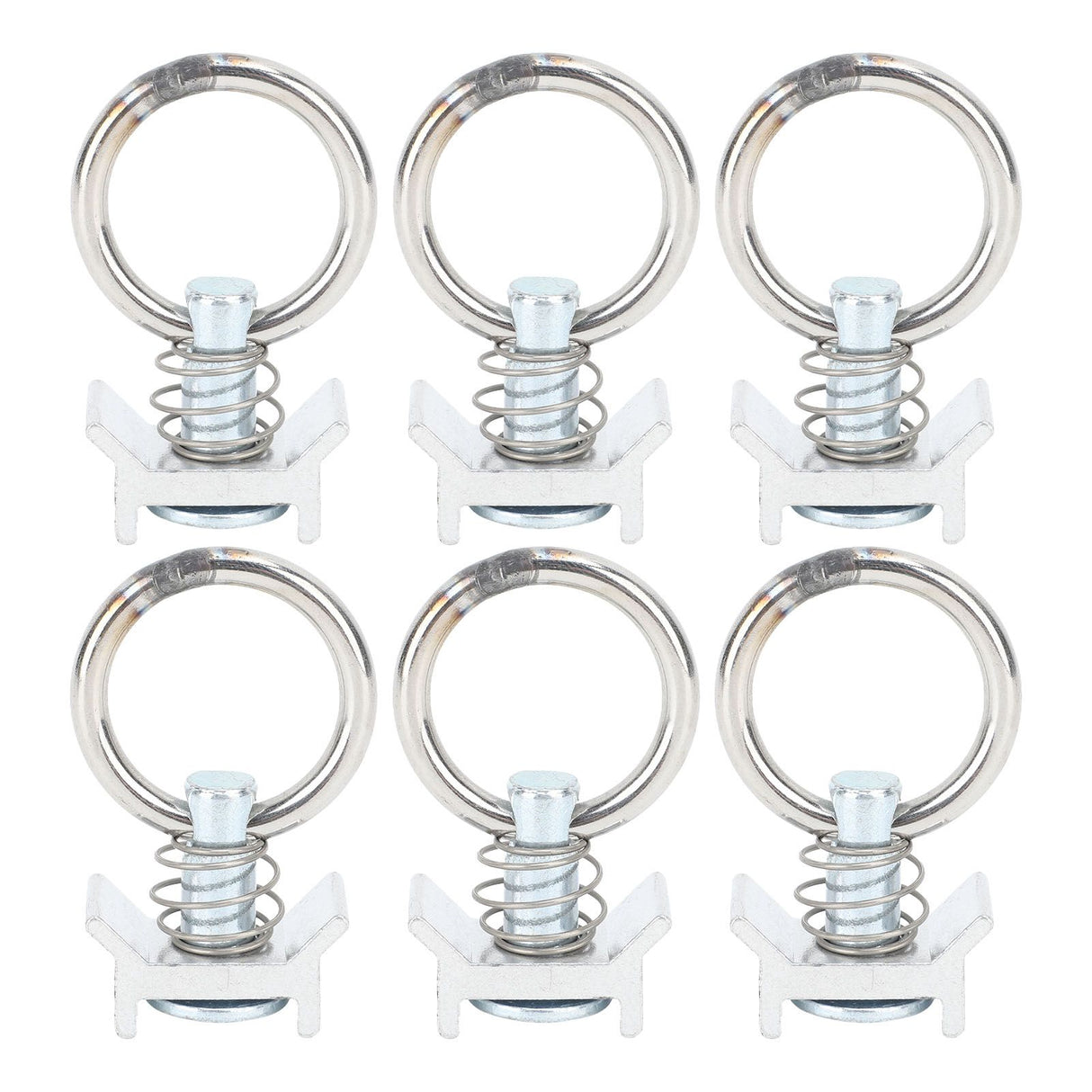 6PCS Single Stud Fitting L Track with Round Ring Stainless Steel Aluminum Cargo Control Stud Tie Down Fitting for Airline Track Logistic Installation