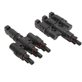 PV Solar Branch Connectors 1 to 3 Waterproof High Current Carrying Capacity Solar Panel T Branch Connector for Parallel Connection - 45-Degree Angle