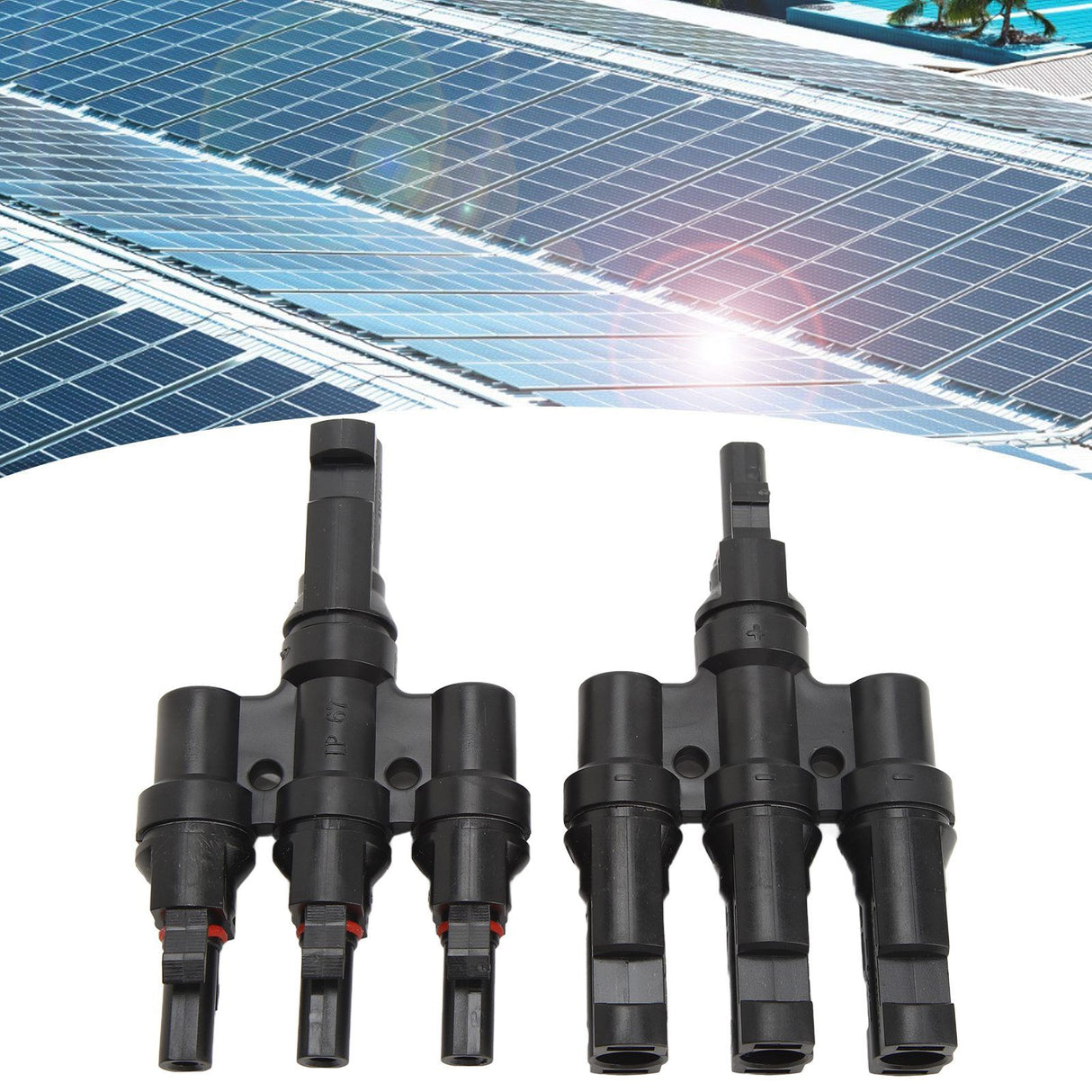 PV Solar Branch Connectors 1 to 3 Waterproof High Current Carrying Capacity Solar Panel T Branch Connector for Parallel Connection