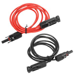 2m 6.6ft 12AWG Solar Panel Extension Cable Wire with Female and Male Connector Red Black 2.5mm² - 45-Degree Angle