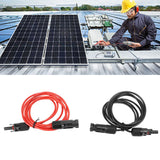 2m 6.6ft 12AWG Solar Panel Extension Cable Wire with Female and Male Connector Red Black 2.5mm²