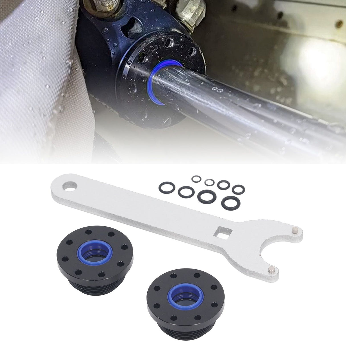 Front Mount Hydraulic Steering Cylinder Seal Kit with Pin Wrench Hydraulic Steering Support Bracket Puller for Seastar HS5157 Replacement