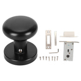 Door Knob Black Round Handle Keyless Locking Zinc Alloy Privacy Function Easy Install Interior Ball Handle for Bedroom Bathroom