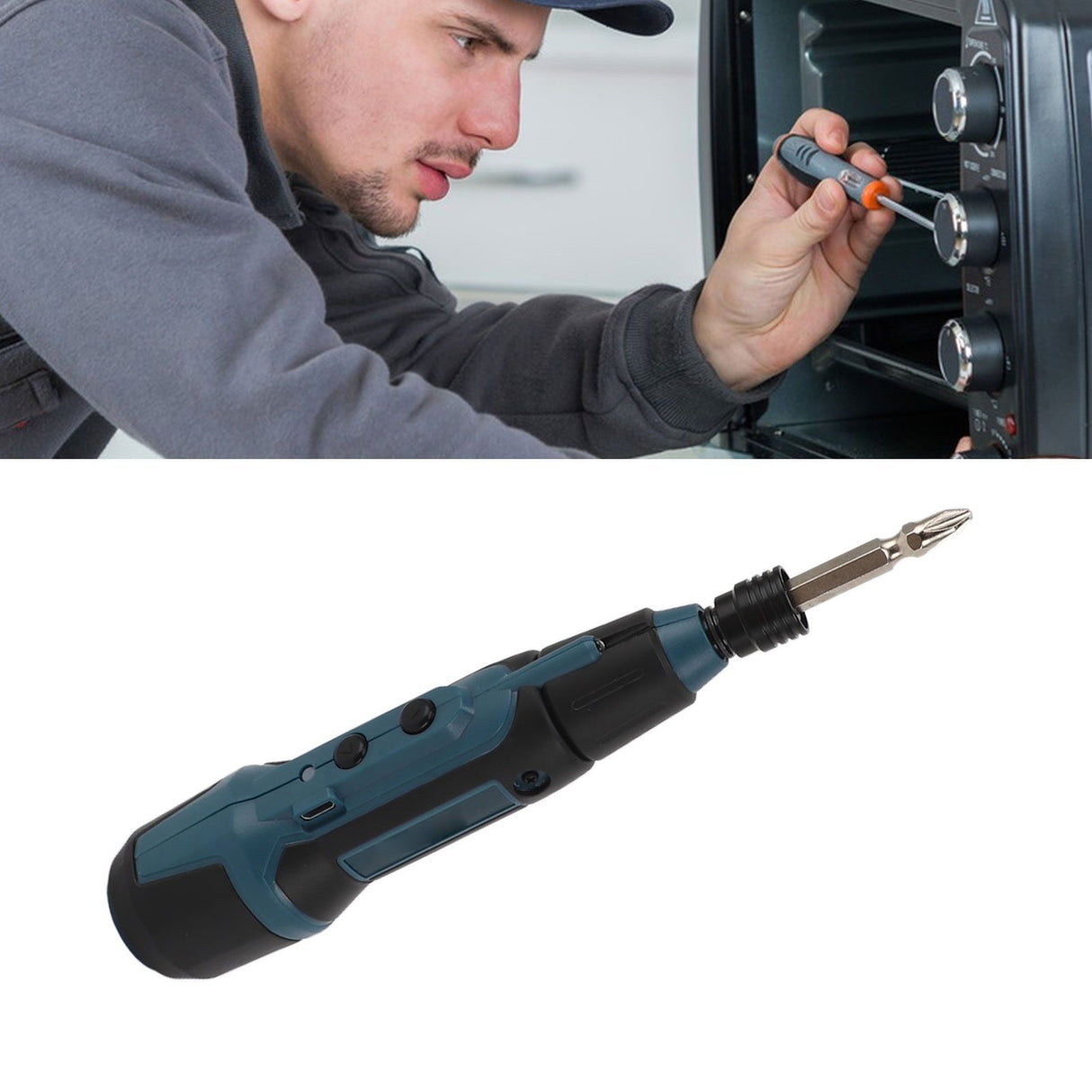 3.6V Electric Screwdriver with Flashlight Lithium Battery Powered Portable Rotary Screwdriver and Bit Set