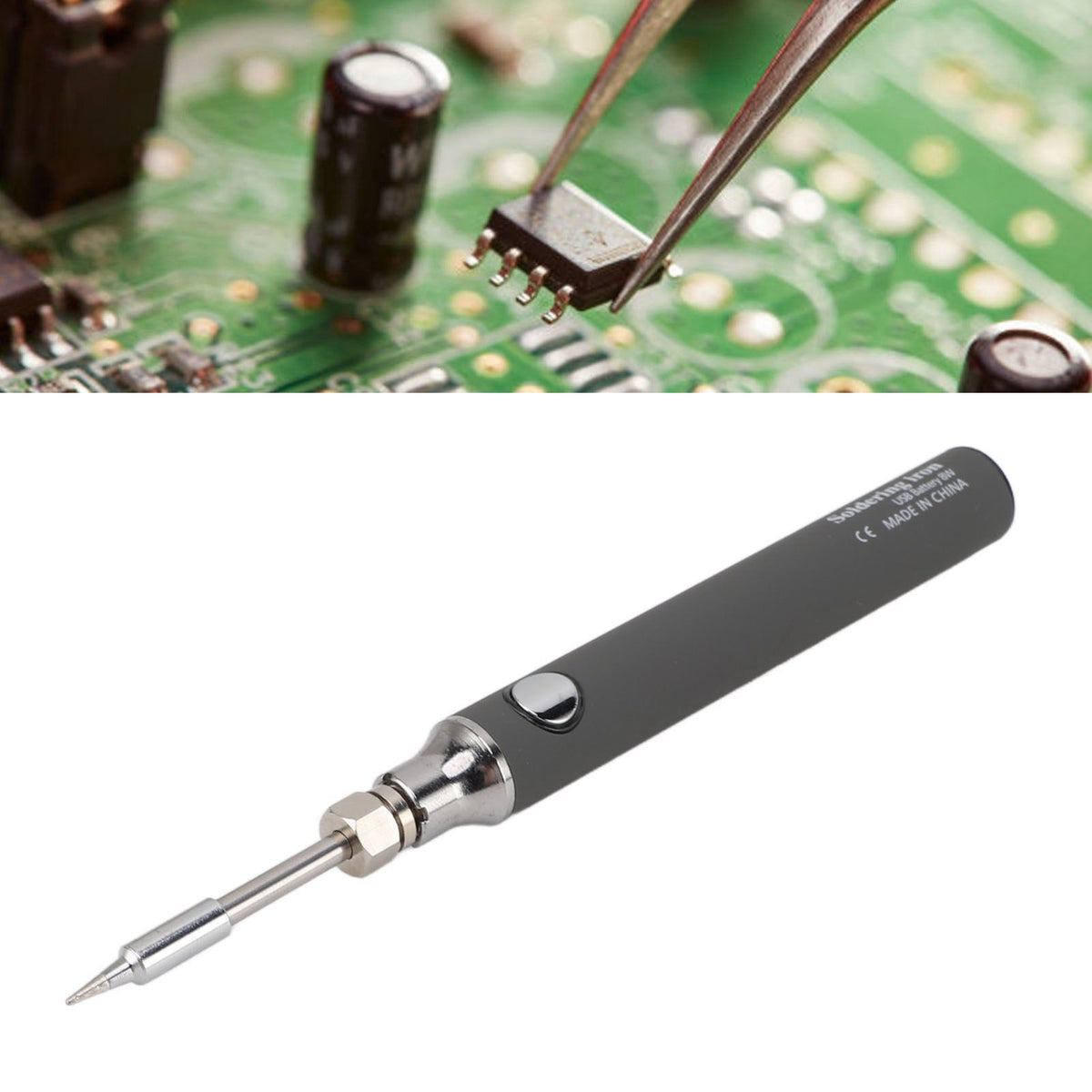 Soldering Iron Kit Cordless Electronic Welding Pen USB Rechargeable Adjustable Temperature Fast Heating Welding Tool for Wire DIY Grey