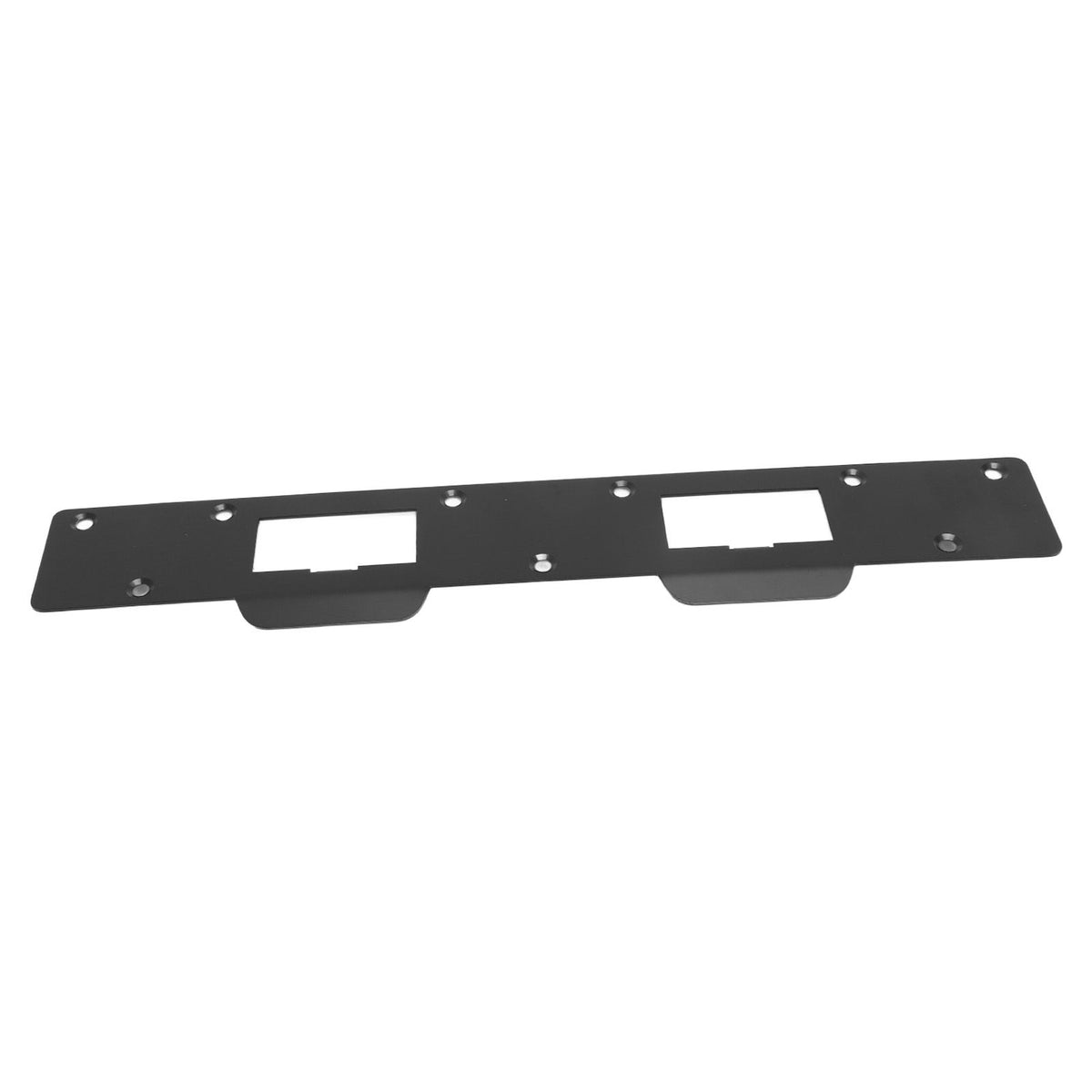 Door Strike Plate Double Holes Steel Reinforced Strong Easy Install Security Stike for 5‑1/2in to 6in Hole Center Distance Black