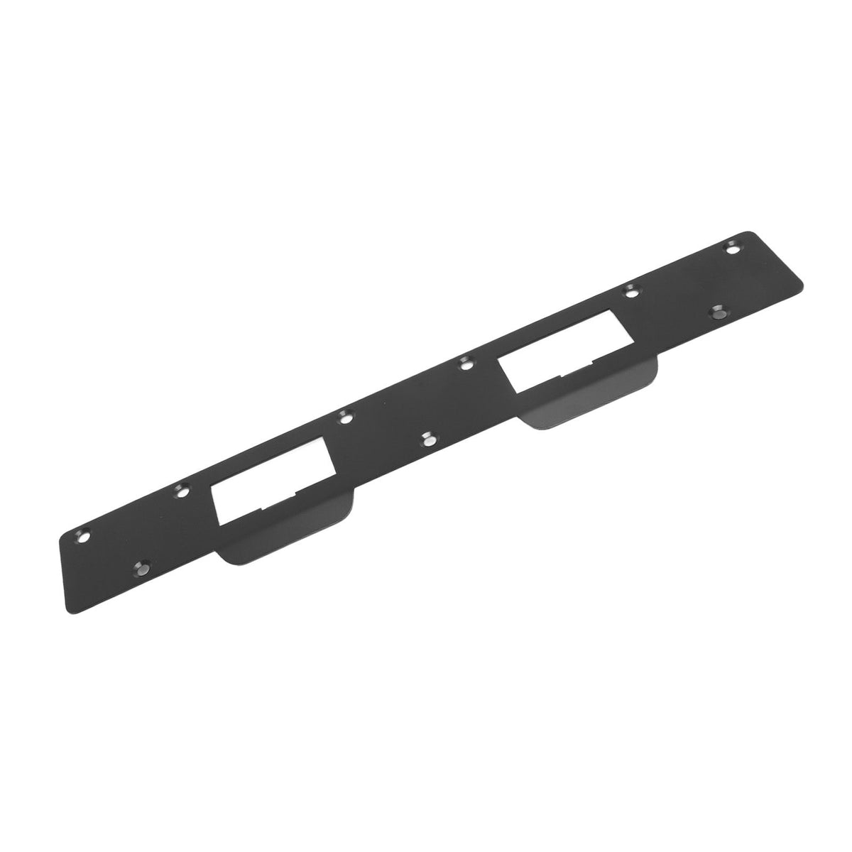 Door Strike Plate Double Holes Steel Reinforced Strong Easy Install Security Stike for 5‑1/2in to 6in Hole Center Distance Black