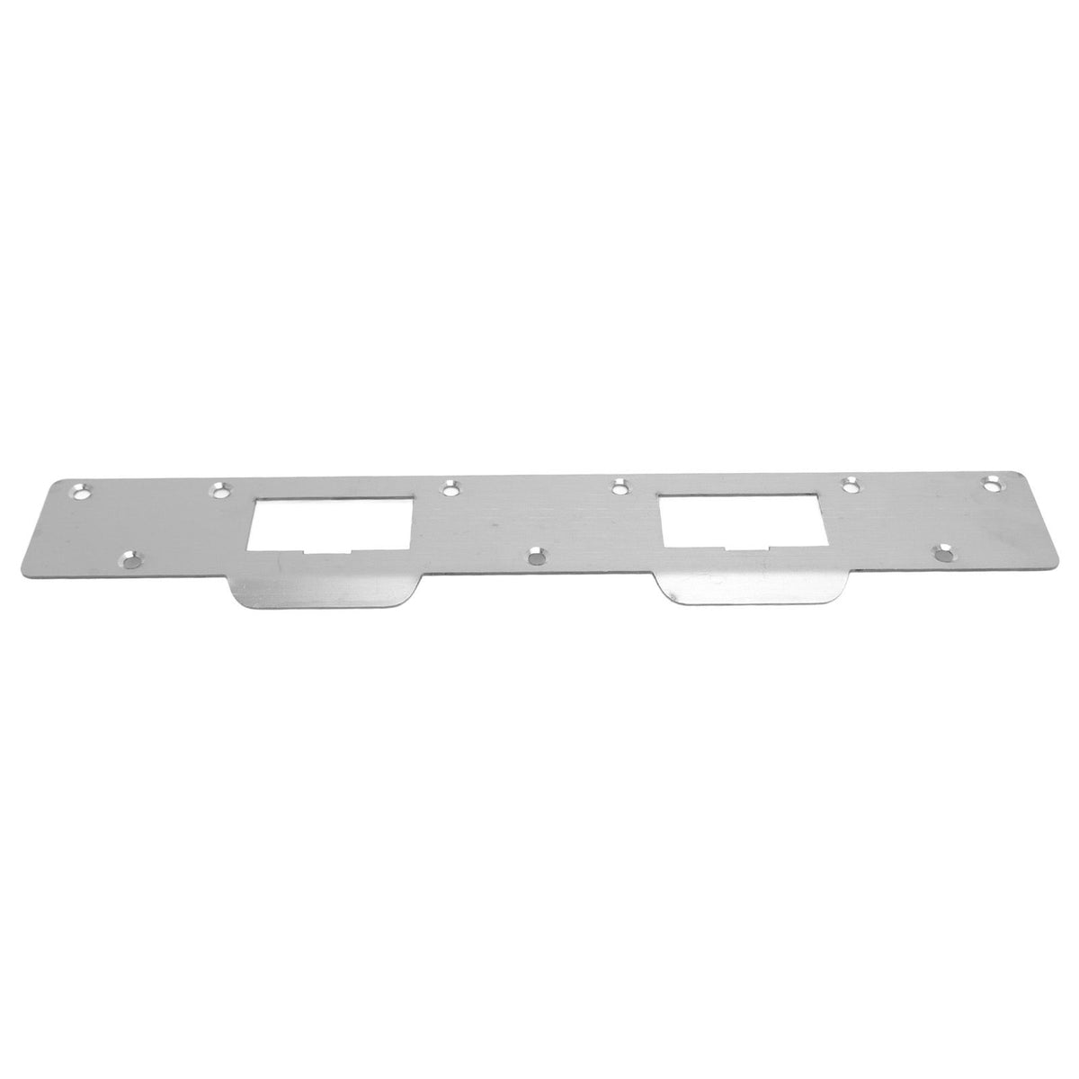 Door Strike Plate Double Holes Steel Reinforced Strong Easy Install Security Stike for 5‑1/2in to 6in Hole Center Distance White