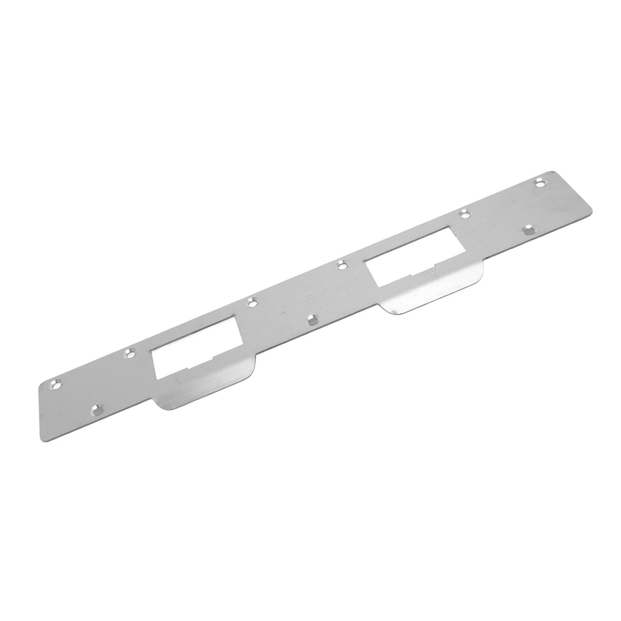 Door Strike Plate Double Holes Steel Reinforced Strong Easy Install Security Stike for 5‑1/2in to 6in Hole Center Distance White