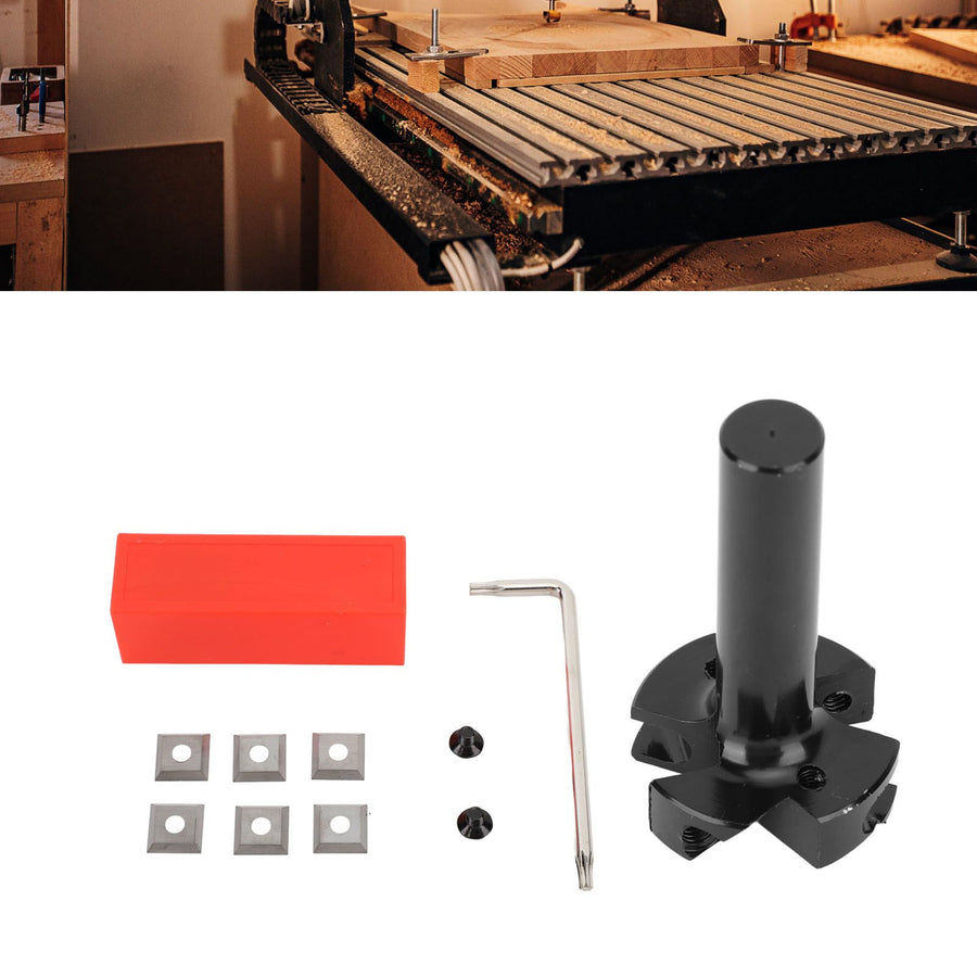 Slab Flattening Router Bit Insert Detachable Cemented Carbide 1/2in Shank 4 Blade Planing Bit for Woodworking