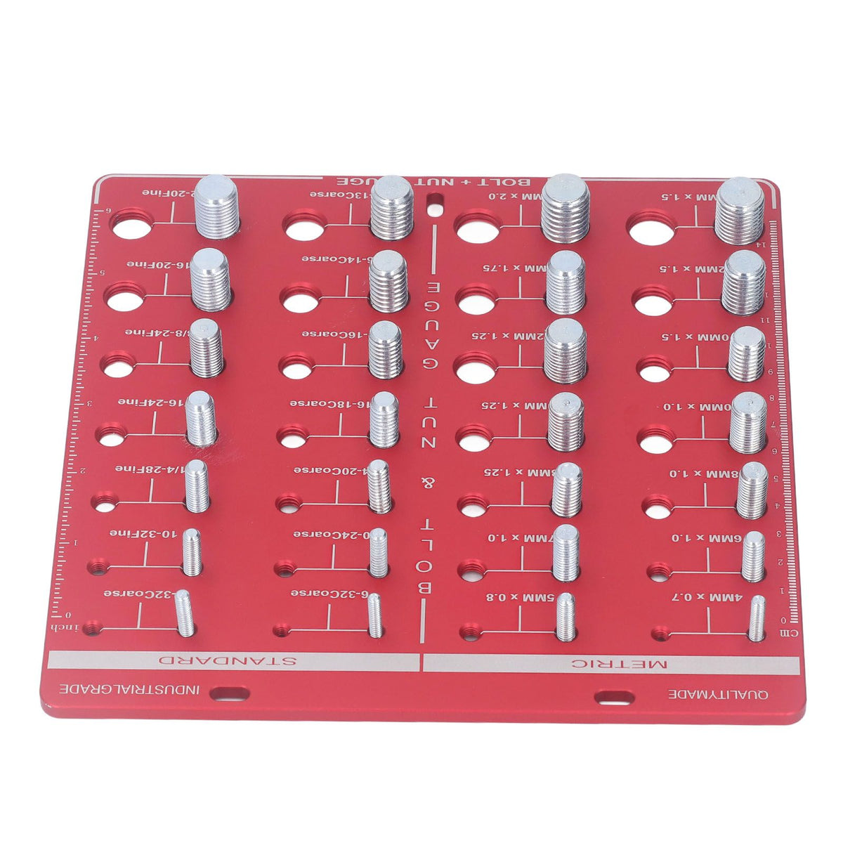 Nut and Bolt Thread Checker 7.9x7.9in Identifier Gauge Aluminium Alloy Easy Operation Accurate Ruler Gauge for Garage
