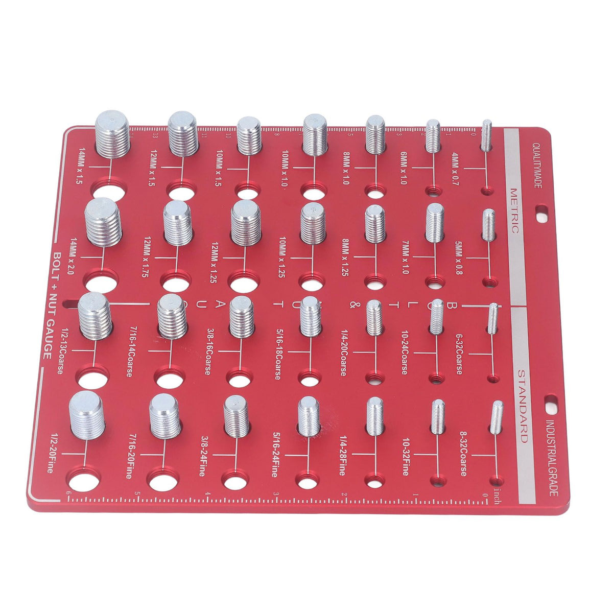 Nut and Bolt Thread Checker 7.9x7.9in Identifier Gauge Aluminium Alloy Easy Operation Accurate Ruler Gauge for Garage