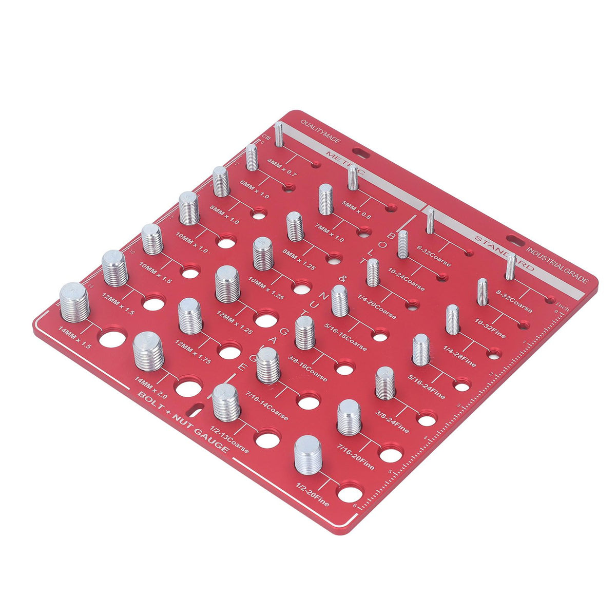 Nut and Bolt Thread Checker 7.9x7.9in Identifier Gauge Aluminium Alloy Easy Operation Accurate Ruler Gauge for Garage