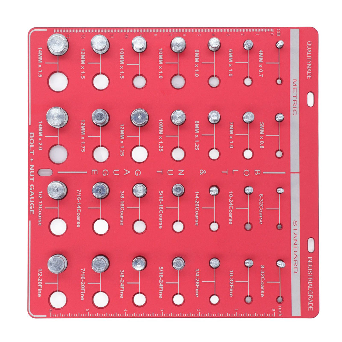 Nut and Bolt Thread Checker 7.9x7.9in Identifier Gauge Aluminium Alloy Easy Operation Accurate Ruler Gauge for Garage