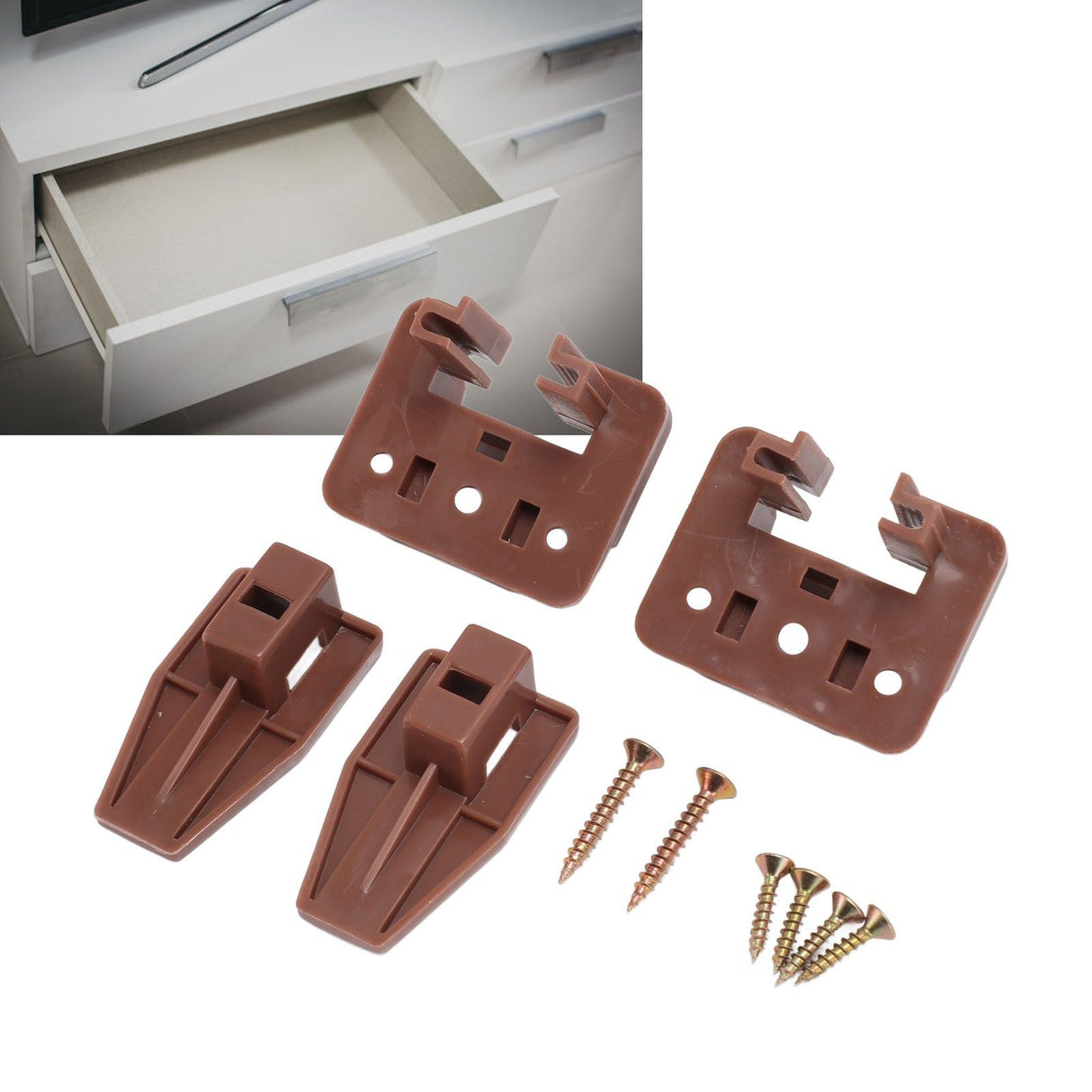 10 Pack Drawer Track Guide and Glides Dresser Center Mount Plastic Drawer Slides Replacement Parts with Screws for Furniture Drawer System
