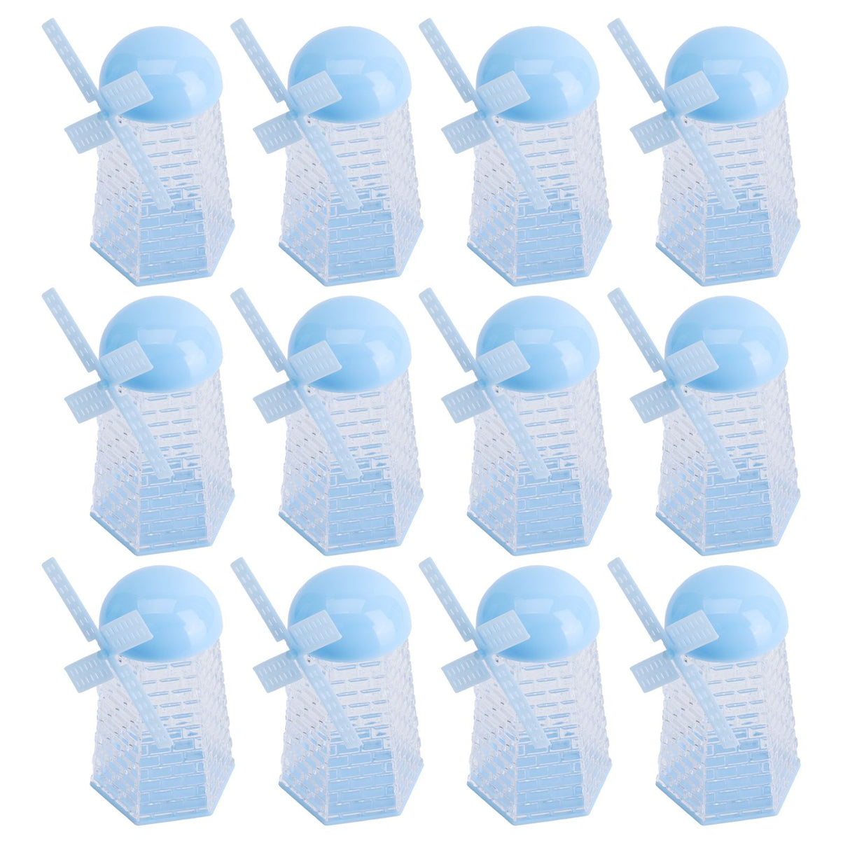 12PCS Windmill Shaped Candy Box Plastic Candy Case Container for Wedding Favor Baby Shower Decor