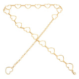 Waist Chain Belt Metal Shiny Rhinestones Golden Love No Allergies All Match Gold Chain Belt for Shorts Suits Shirts Dresses - Front View