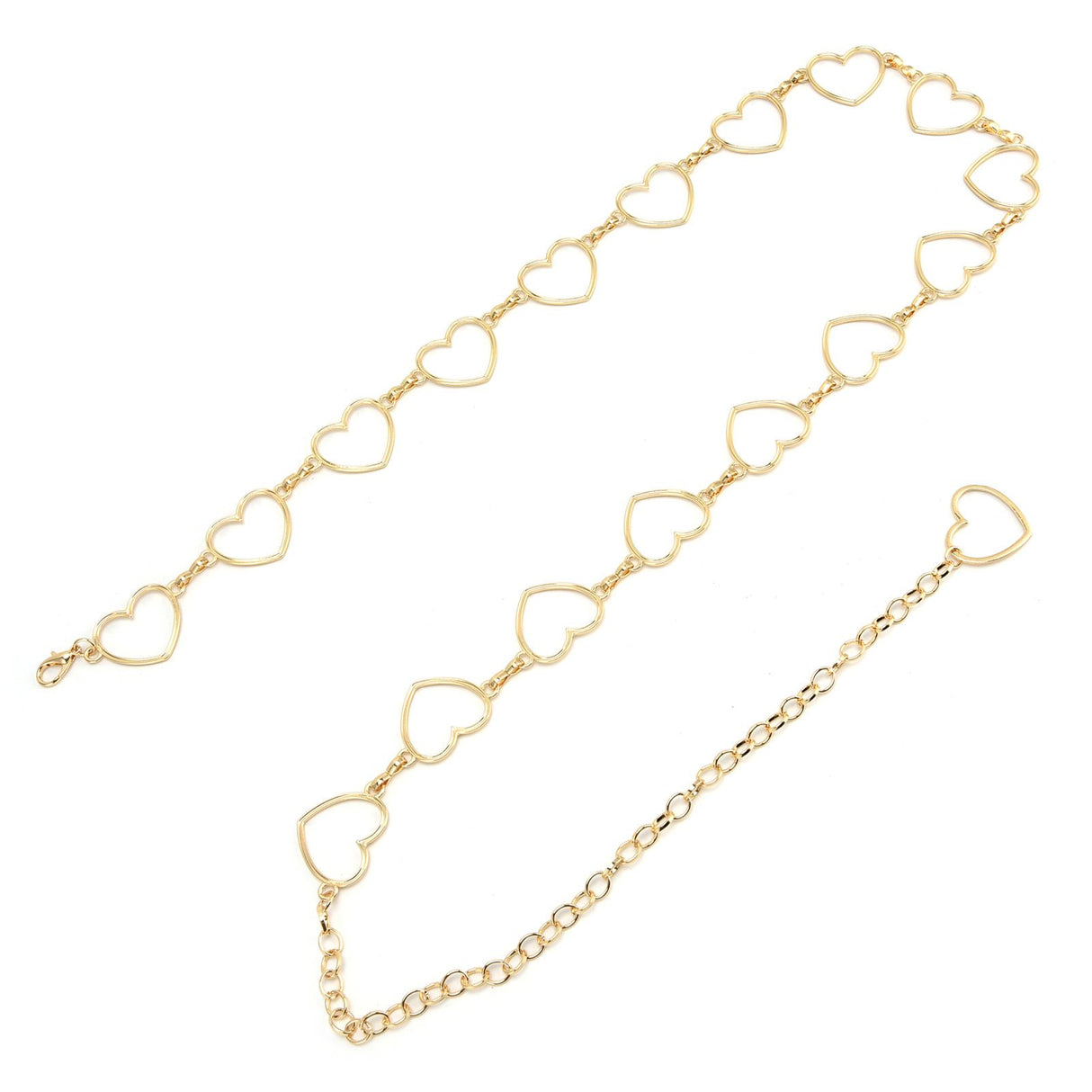 Waist Chain Belt Metal Shiny Rhinestones Golden Love No Allergies All Match Gold Chain Belt for Shorts Suits Shirts Dresses