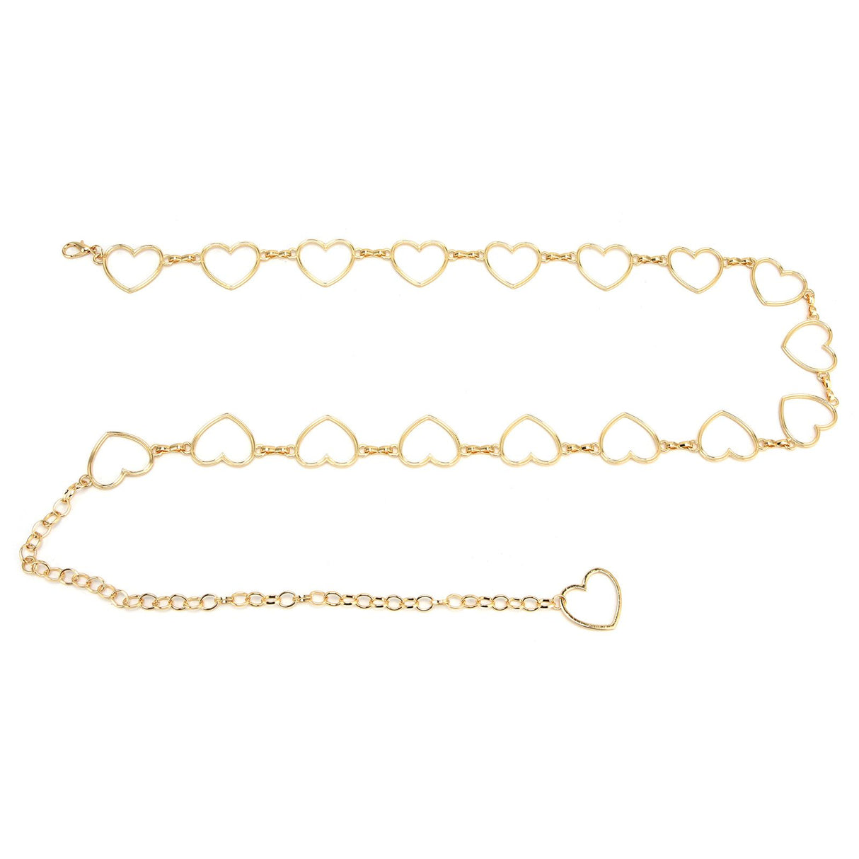 Waist Chain Belt Metal Shiny Rhinestones Golden Love No Allergies All Match Gold Chain Belt for Shorts Suits Shirts Dresses