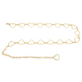 Waist Chain Belt Metal Shiny Rhinestones Golden Love No Allergies All Match Gold Chain Belt for Shorts Suits Shirts Dresses - 45-Degree Angle