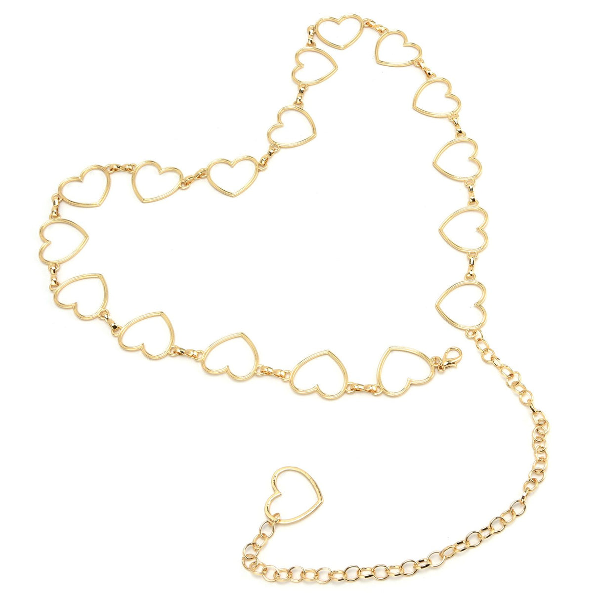 Waist Chain Belt Metal Shiny Rhinestones Golden Love No Allergies All Match Gold Chain Belt for Shorts Suits Shirts Dresses
