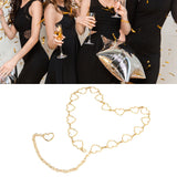 Waist Chain Belt Metal Shiny Rhinestones Golden Love No Allergies All Match Gold Chain Belt for Shorts Suits Shirts Dresses